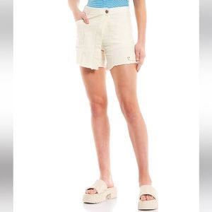 Circus NY Sam Edelman High Rise Frayed Hem Fashion Wrap Skort Ecru